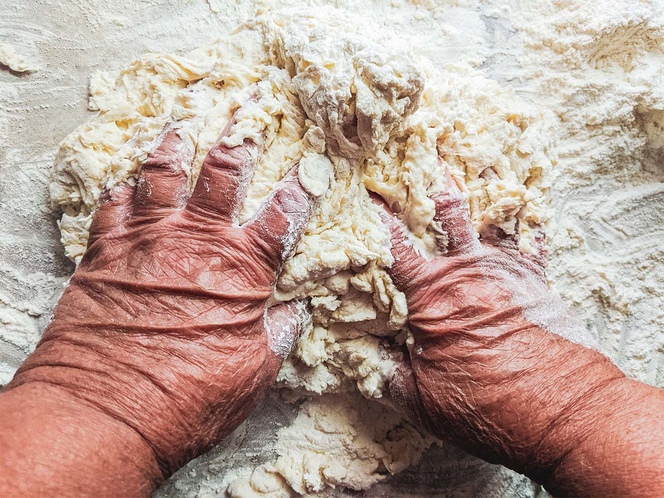 resident kneading dough for baking