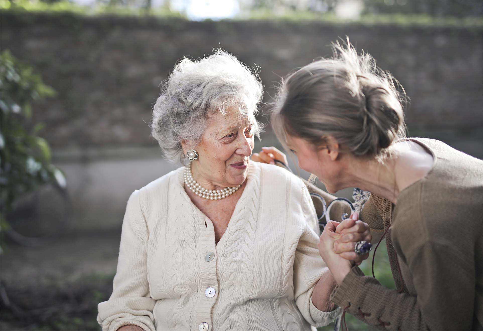 resident chatting to a loved one