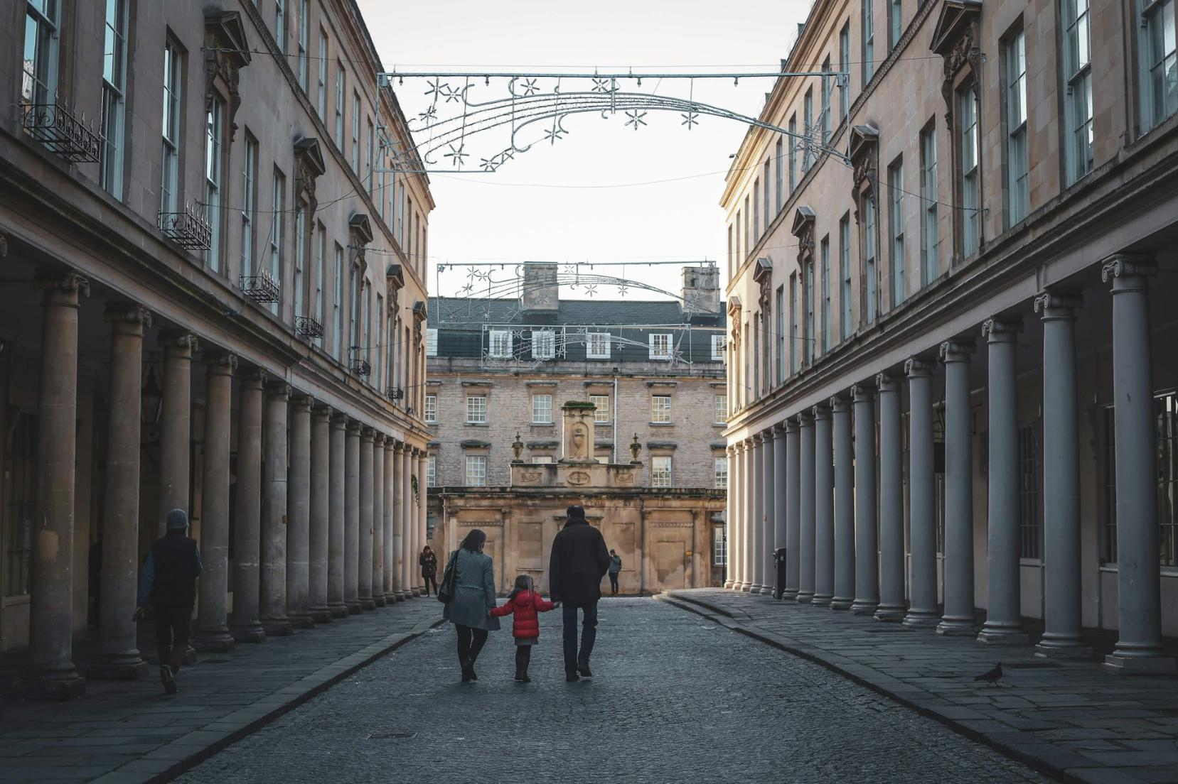 residents walking around in bath