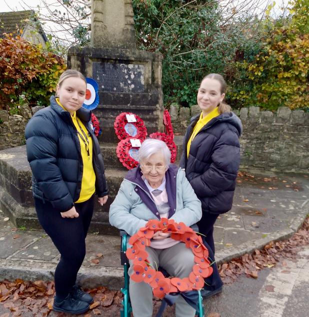 resident with a wreath