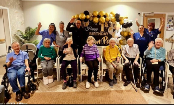 some of our residents at our first birthday party dancing to the entertainer