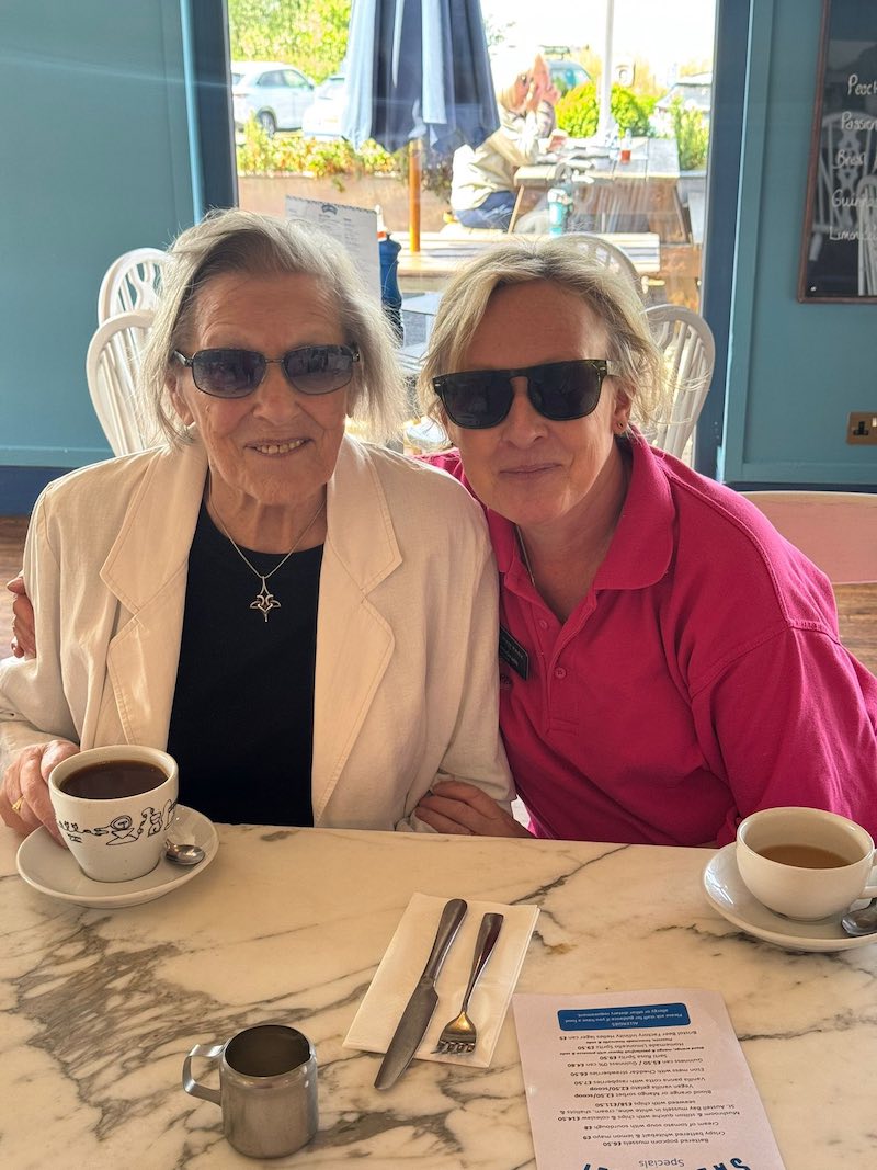 resident and team member smiling together at chew valley lake